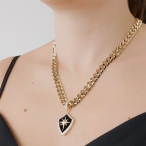 Alternative view of Siyah Mineli Kalkan Kolye Ucu Charm