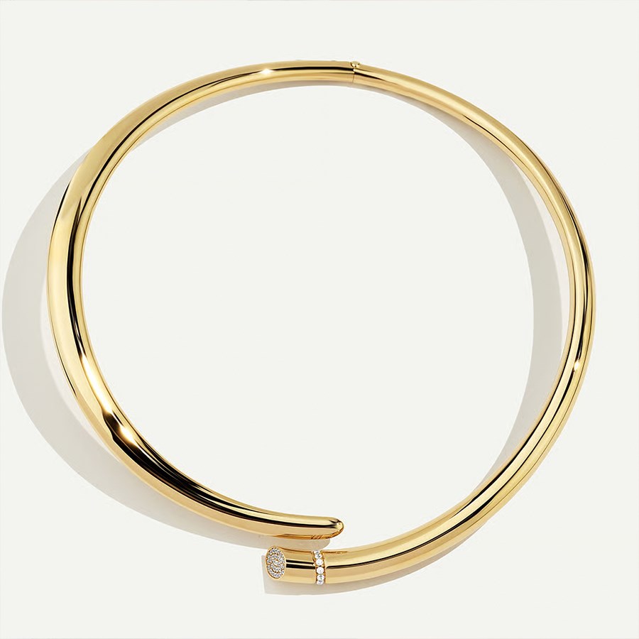 Vega 14 Ayar Altın Minimal Taşlı Choker Kolye - Görsel 2